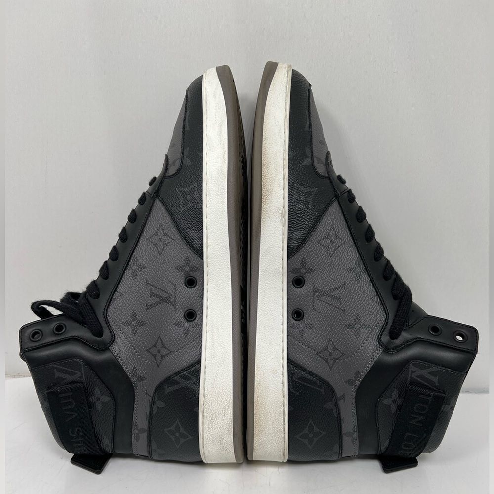 Louis Vuitton Trainer Sneaker Rivoli Boot High Top US 8.5 Mens Monogram Eclipse - Picture 6 of 11